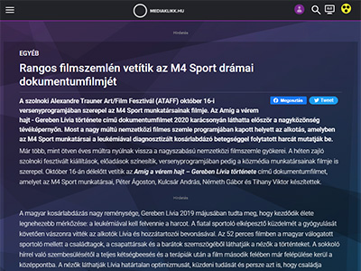 Rangos filmszemlén vetítik az M4 Sport drámai dokumentumfilmjét