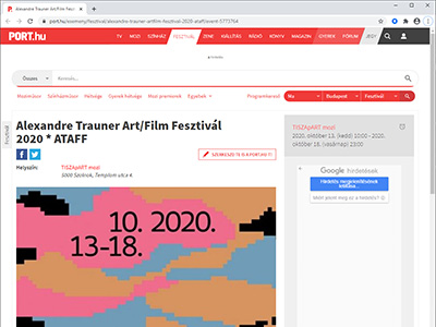 Alexandre Trauner Art/Film Fesztivál 2020 * ATAFF