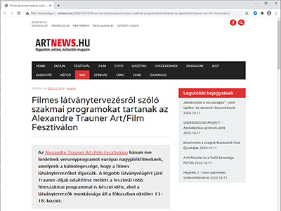 Filmes látványtervezésről szóló szakmai programokat tartanak az Alexandre Trauner Art/Film Fesztiválon