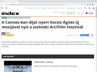 A Cannes-ban díjat nyert Kocsis Ágnes új mozijával nyit a szolnoki Art/Film Fesztivál